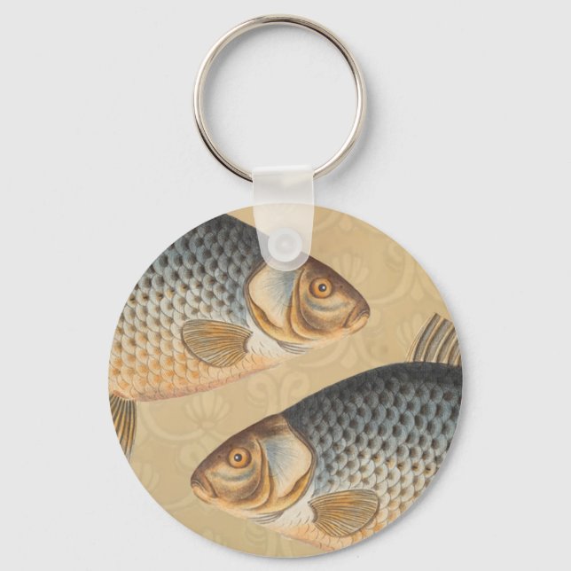 Carp fish fishing painting freshwater drawing  key ring (Front)