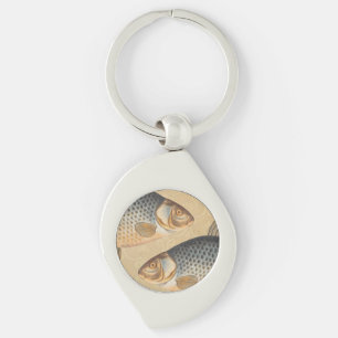 Carp fish fishing painting freshwater drawing key ring