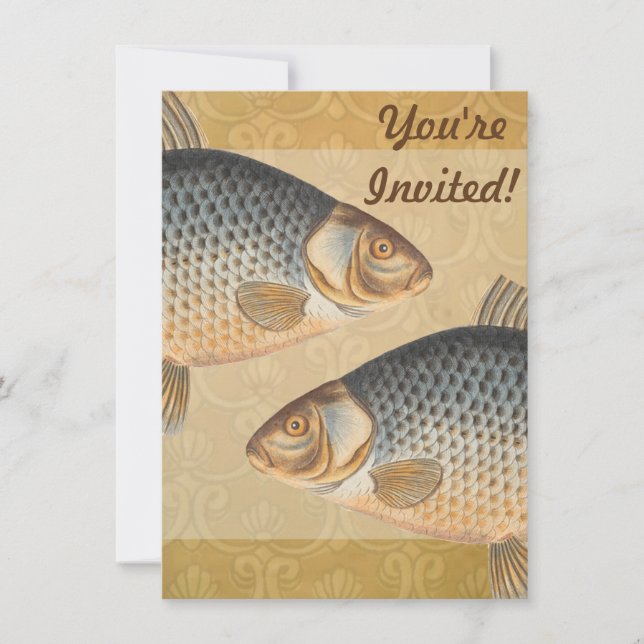 Carp fish fishing painting freshwater invitation (Front)