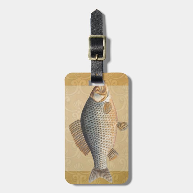Carp fish fishing painting freshwater luggage tag (Front Vertical)