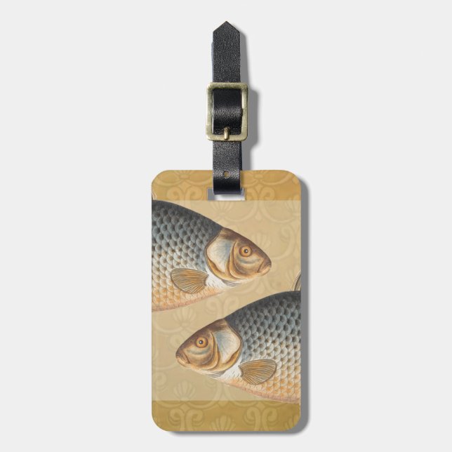 Carp fish fishing painting freshwater luggage tag (Front Vertical)