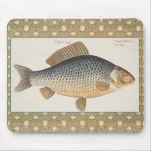 Carp fish fishing painting freshwater mouse pad