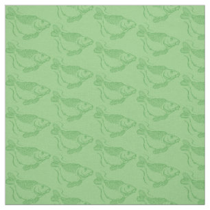 Carp Fish Print Khaki Green Fishing Fabric