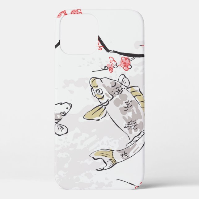 carp koi fish nature landscape view sketch illustr Case-Mate iPhone case (Back)