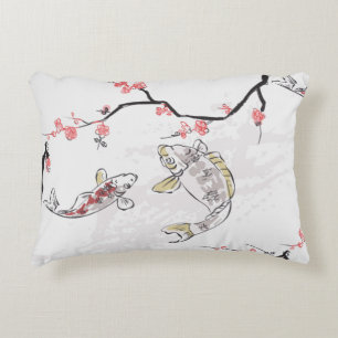 carp koi fish nature landscape view sketch illustr decorative cushion