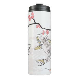 carp koi fish nature landscape view sketch illustr thermal tumbler