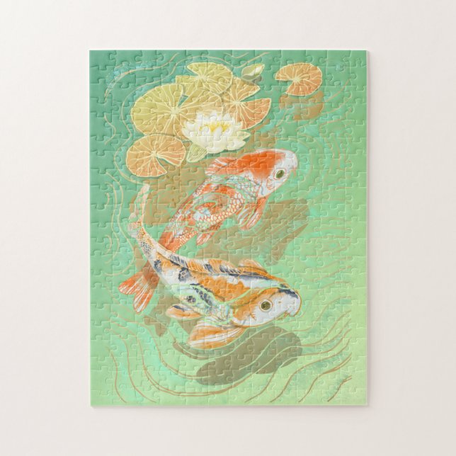 Carp Koi Fish Water Lily Pond Puzzle (Vertical)
