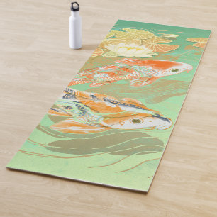 Carp Koi Fish Water Lily Pond Yoga Mat