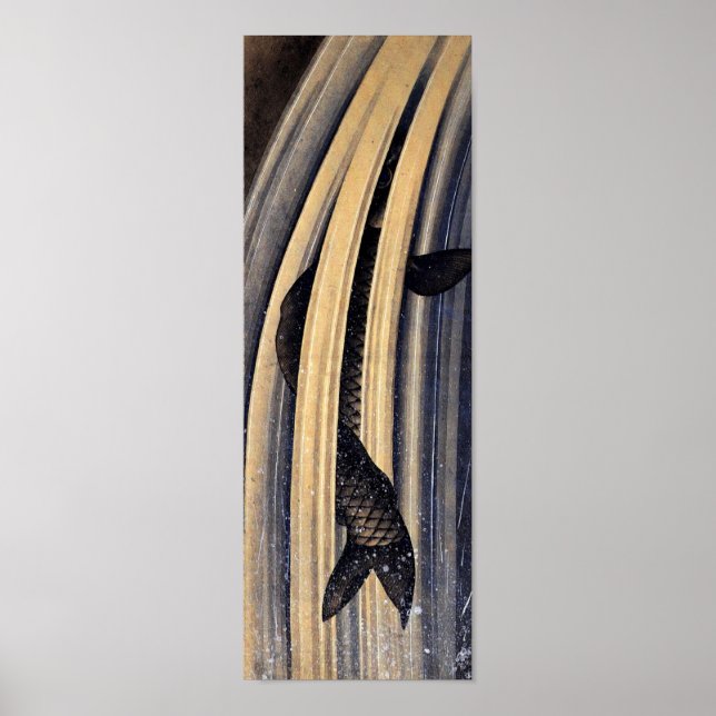 Carp Leaping Up Waterfall Hokusai Fine Art Poster (Front)