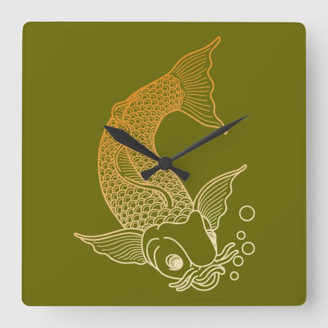 Carp Line 1 Square Wall Clock (Front)