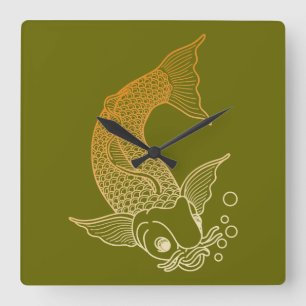 Carp Line 1 Square Wall Clock