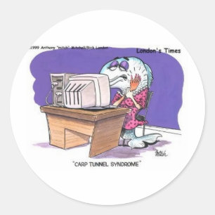 Carp Tunnel Syndrome Funny Cartoon Gifts & Tees Classic Round Sticker