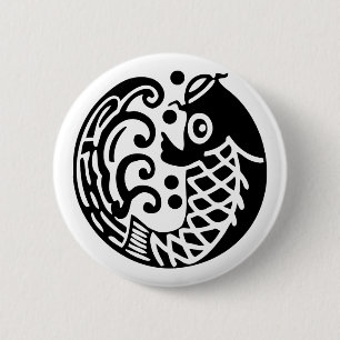 Carp wave 6 cm round badge
