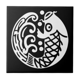 Carp wave ceramic tile