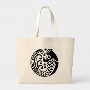 Carp wave large tote bag