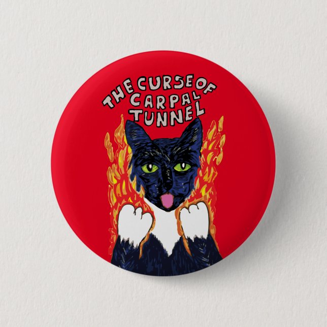 Carpal Tunnel awareness pin badge, arthritis. (Front)