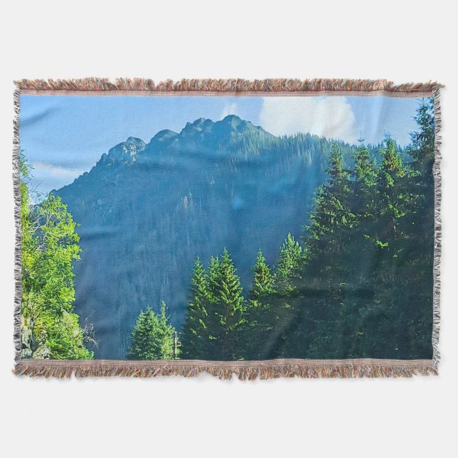 Carpathian Forest Road – Romania Mountain Print Throw Blanket (Front)