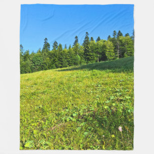 Carpathian Green Meadow – Romania Mountain Print Fleece Blanket
