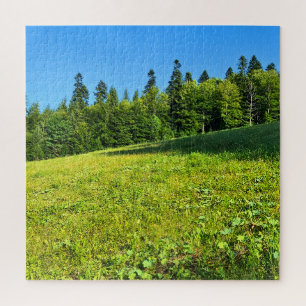 Carpathian Green Meadow – Romania Mountain Print Jigsaw Puzzle
