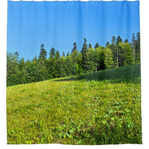Carpathian Green Meadow – Romania Mountain Print Shower Curtain