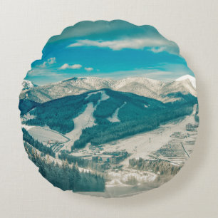 Carpathian mountains nature vacation mountainbeaut round cushion