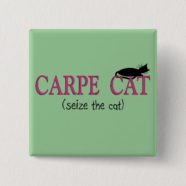 Carpe Cat (Seize The Cat) Gifts 15 Cm Square Badge (Front)
