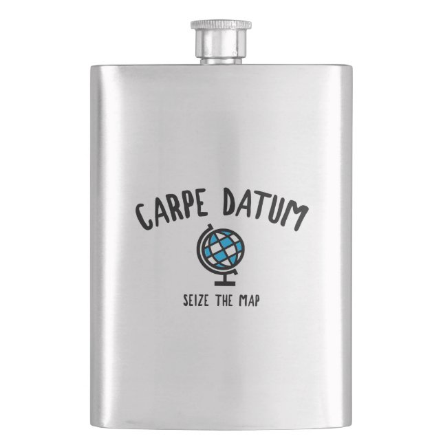Carpe Datum Seize The Map Hip Flask (Front)