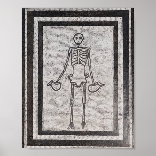 Carpe Diem Ancient Roman Skeleton Mosaic Poster (Front)