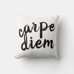 carpe diem black and white bold quote modern cushion