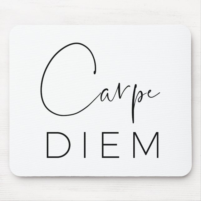 CARPE DIEM | Black Hand Lettered Script Typography Mouse Pad (Front)