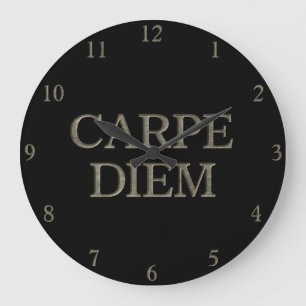 Carpe Diem black wall clock