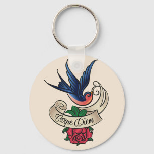 Carpe Diem Bluebird Tattoo Key Ring