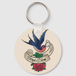Carpe Diem Bluebird Tattoo Key Ring