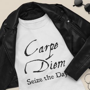 Carpe Diem Dark Academic Black and White Vintage   T-Shirt