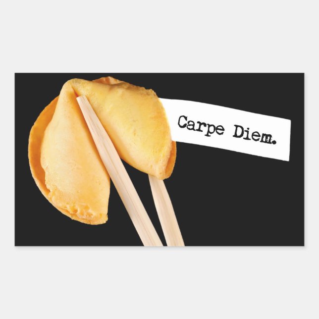 Carpe Diem Fortune Cookie Rectangular Sticker (Front)