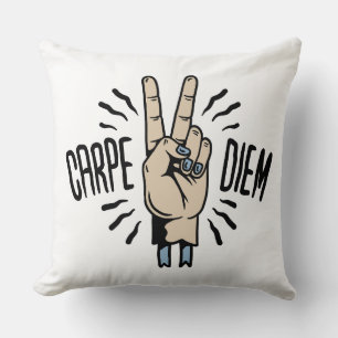 Carpe Diem Funny Retro Motivational Quote Cushion