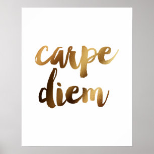 "Carpe Diem" Gold Brush Motivational Quote Poster