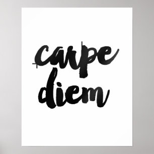 "Carpe Diem" Gold Brush Motivational Quote Poster