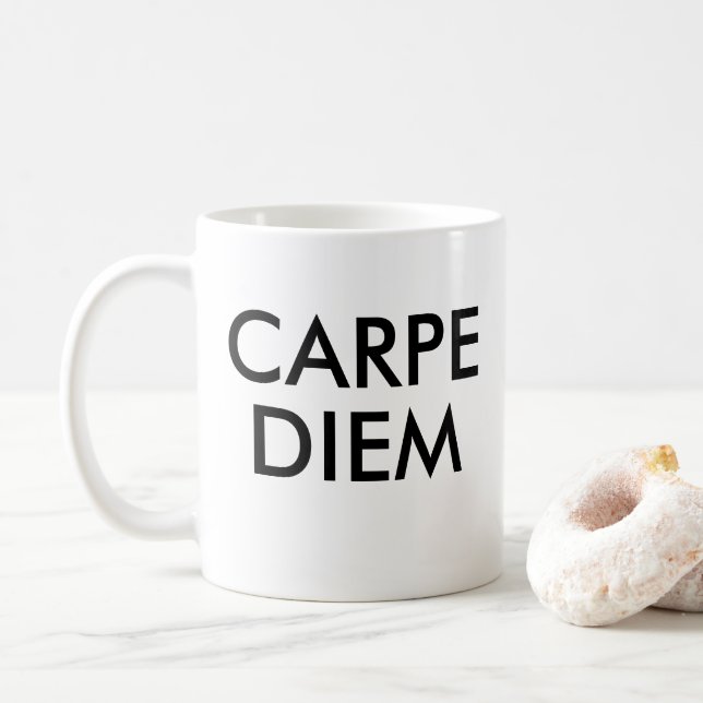 Carpe Diem latin quote Coffee Mug (With Donut)