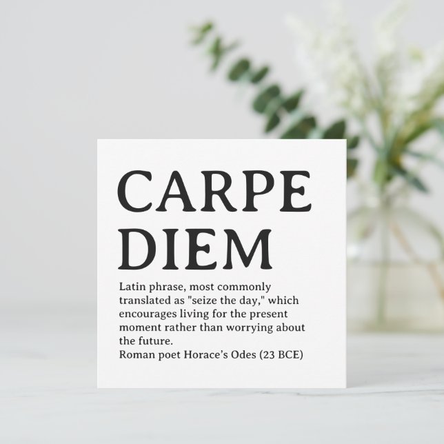 Carpe Diem latin quote Holiday Card (Standing Front)