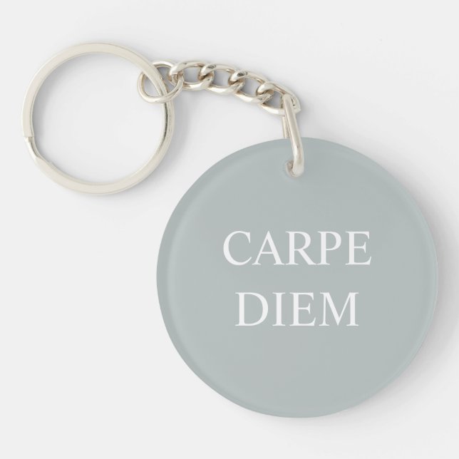 Carpe Diem Latin Quote Key Ring - Grey (Front)