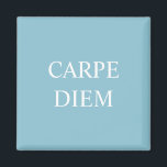 Carpe Diem Latin Quote Magnet - Turquoise<br><div class="desc">A magnet featuring the Latin phrase ‘carpe diem’. A popular phrase in Ancient Rome commonly translated as ‘seize the day’. It reminds us to make the most of every day,  not to hold back and to seize opportunities that come our way. White lettering on a turquoise blue background.</div>