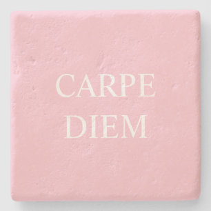 Carpe Diem Latin Quote Stone Coaster - Pink