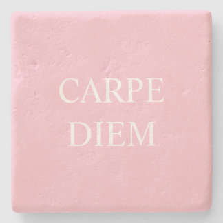 Carpe Diem Latin Quote Stone Coaster - Pink
