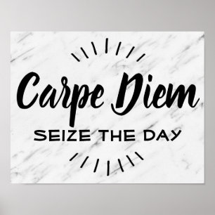 Carpe Diem Motivational Quote Saying Modern Marble Poster