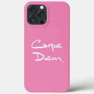 CARPE DIEM Pink White Typography Cool iPhone Case