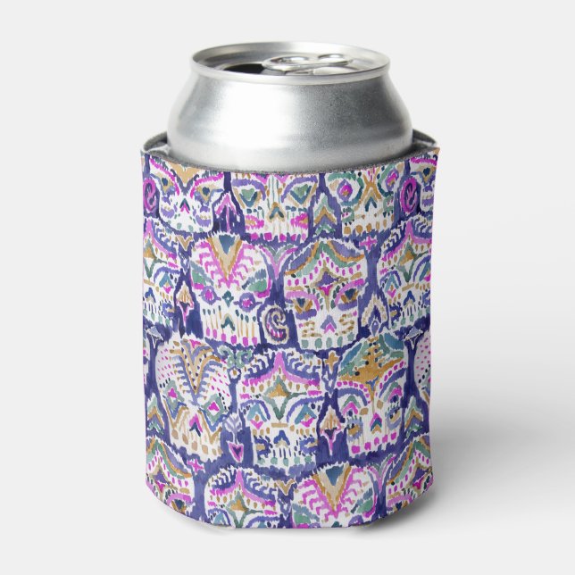 Carpe Diem Purple Boho Sugar Skull Can Cooler (Can Front)