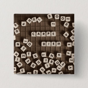 Carpe Diem Scrambled Letter Tiles 15 Cm Square Badge