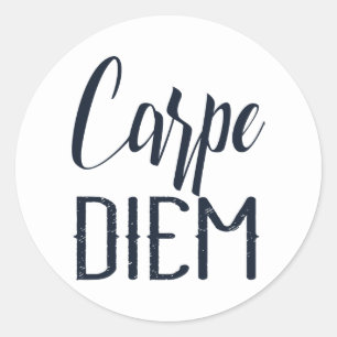 Carpe Diem Seize The Day Black Type Classic Round Sticker