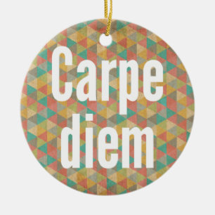 Carpe diem, Seize the day, Colourful Pattern Ceramic Tree Decoration
